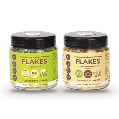 Набір Flakes 50 г зі спіруліною та середземноморськими травами (для салатів)