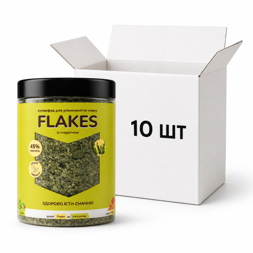 Ящик Flakes із спіруліною 250 г, 10 шт