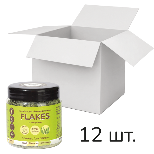 Ящик Flakes із спіруліною 50 г, 12 шт