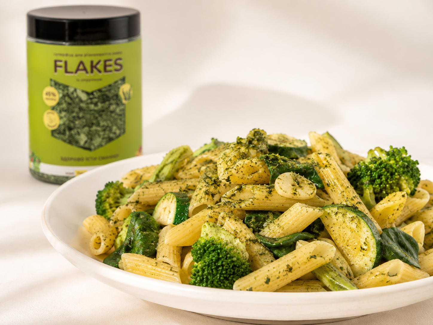 Паста з броколі, цукіні, шпинатом та Flakes